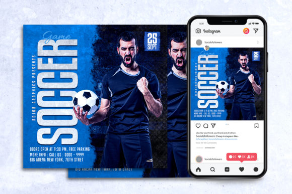 Dynamic Soccer Game Flyer & Social Post
