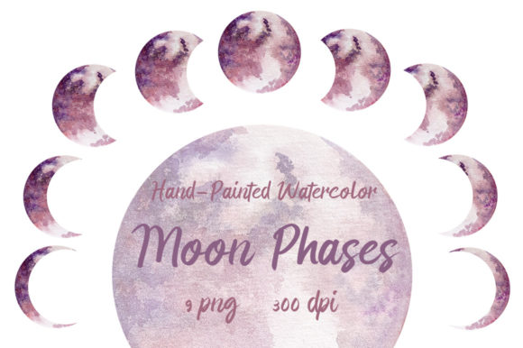 Evaluating Clipart Watercolor Phases Moon PNG for Creative and Commercial Design Projects